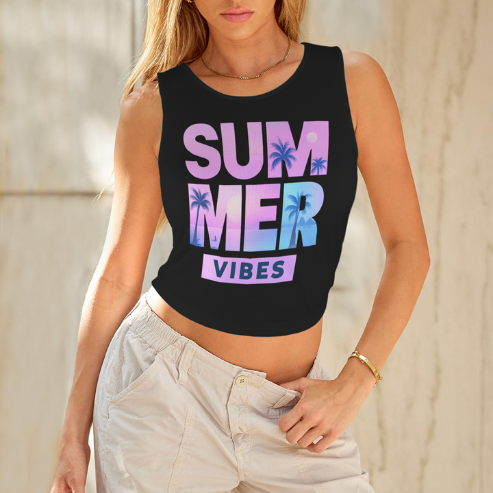 Summer Round Crop Tank - Black 3