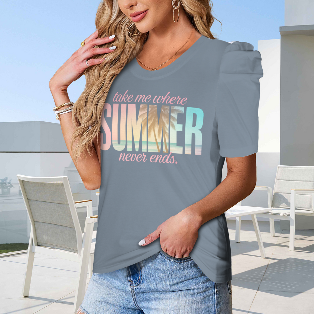 Summer Puff Sleeve T-Shirt - 1