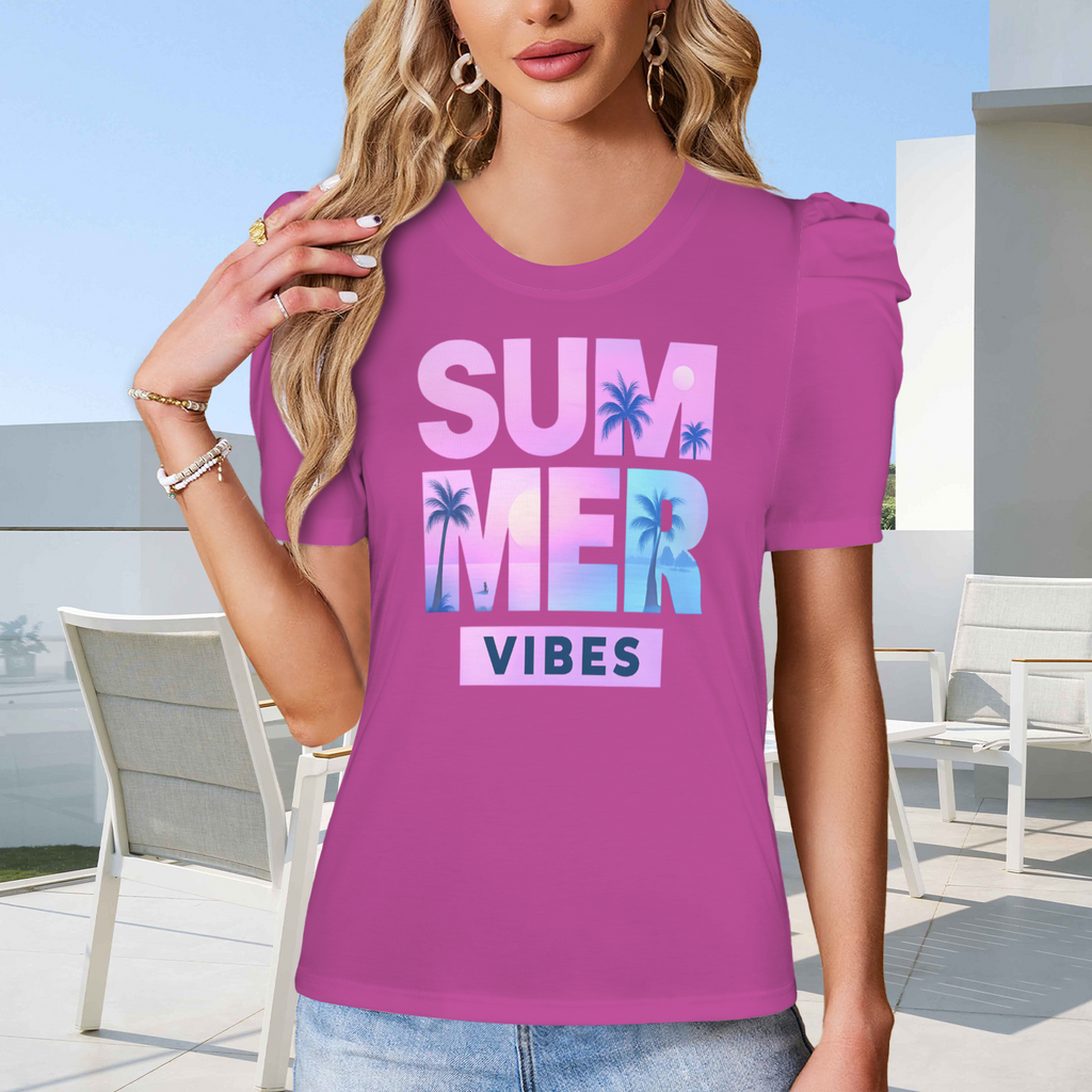 Summer Puff Sleeve T-Shirt - Rose 4