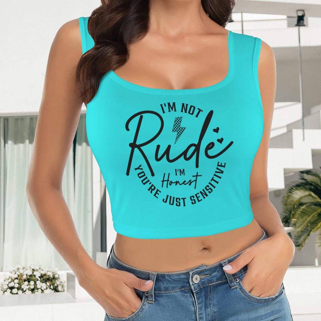 Not Rude Crop Tank - Teal