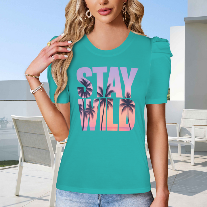 Summer Puff Sleeve T-Shirt - Sea Green 3