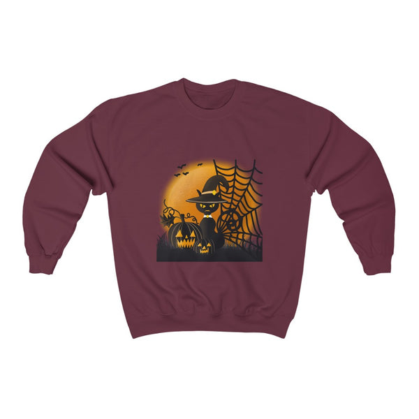 Unisex Heavy Blend™ Crewneck Sweatshirt - Cat & Pumpkins by Zycotic