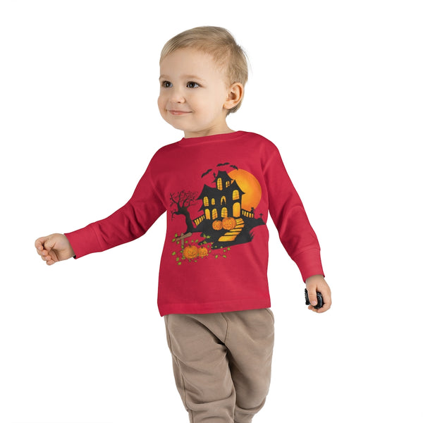 Halloween Toddler Long Sleeve Tee - Boy/Girl - House & Pumpkins by Zycotic