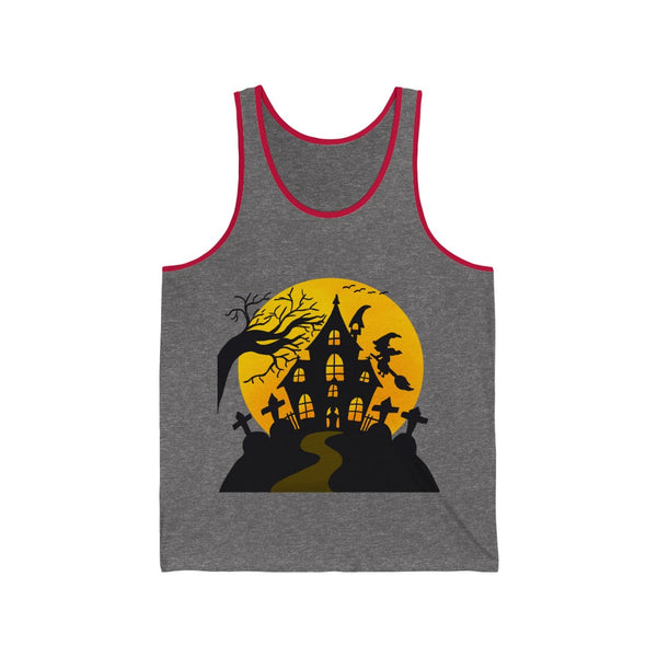 Halloween Unisex Jersey Tank 100% Airlume Cotton - House & Witch by Zycotic