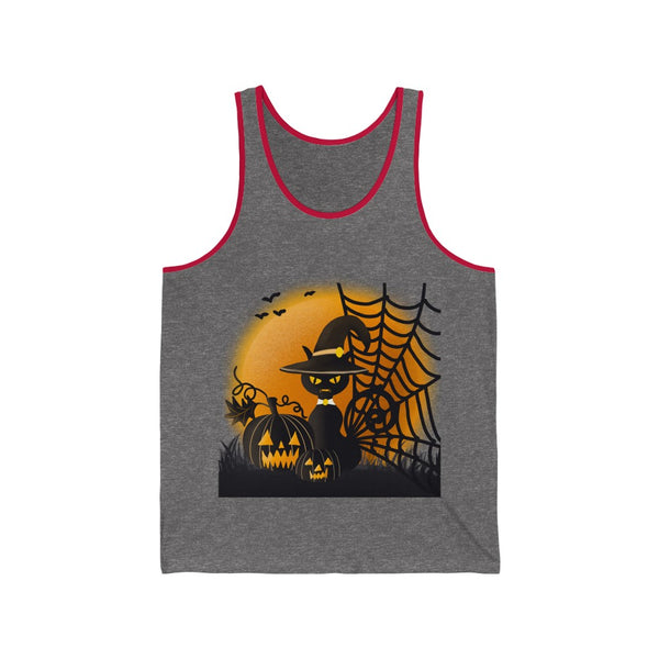 Unisex Jersey Tank 100% Airlume Cotton - Cat & Pumpkins by Zycotic