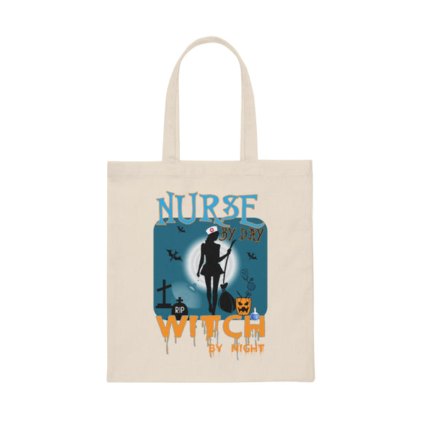 Halloween Canvas Tote Candy Bag - Nurse by Day Witch by Night by Zycotic
