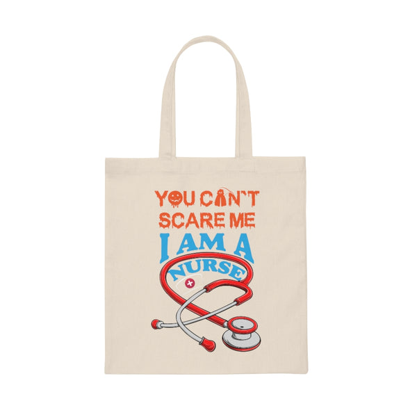 Halloween Canvas Tote Candy Bag - Can't Scare Me I'm a Nurse by Zycotic