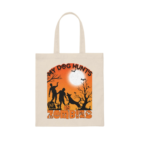 Halloween Canvas Tote Candy Bag - My Dog Hunts Zombies by Zycotic